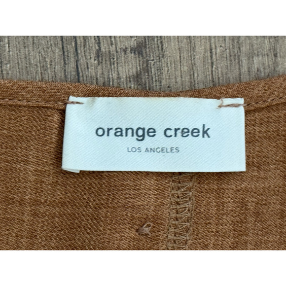 Orange Creek Los Angeles Faux Button Back Sz S Top Rust Balloon Sleeve USA Made - Picture 12 of 16